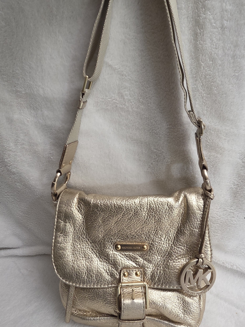 Michael Kors Gold Metallic Leather Crossbody Bag